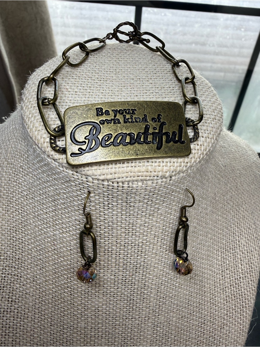 Vintage-Inspired 'Be Your Own Kind of Beautiful' Brass Bracelet - Brass